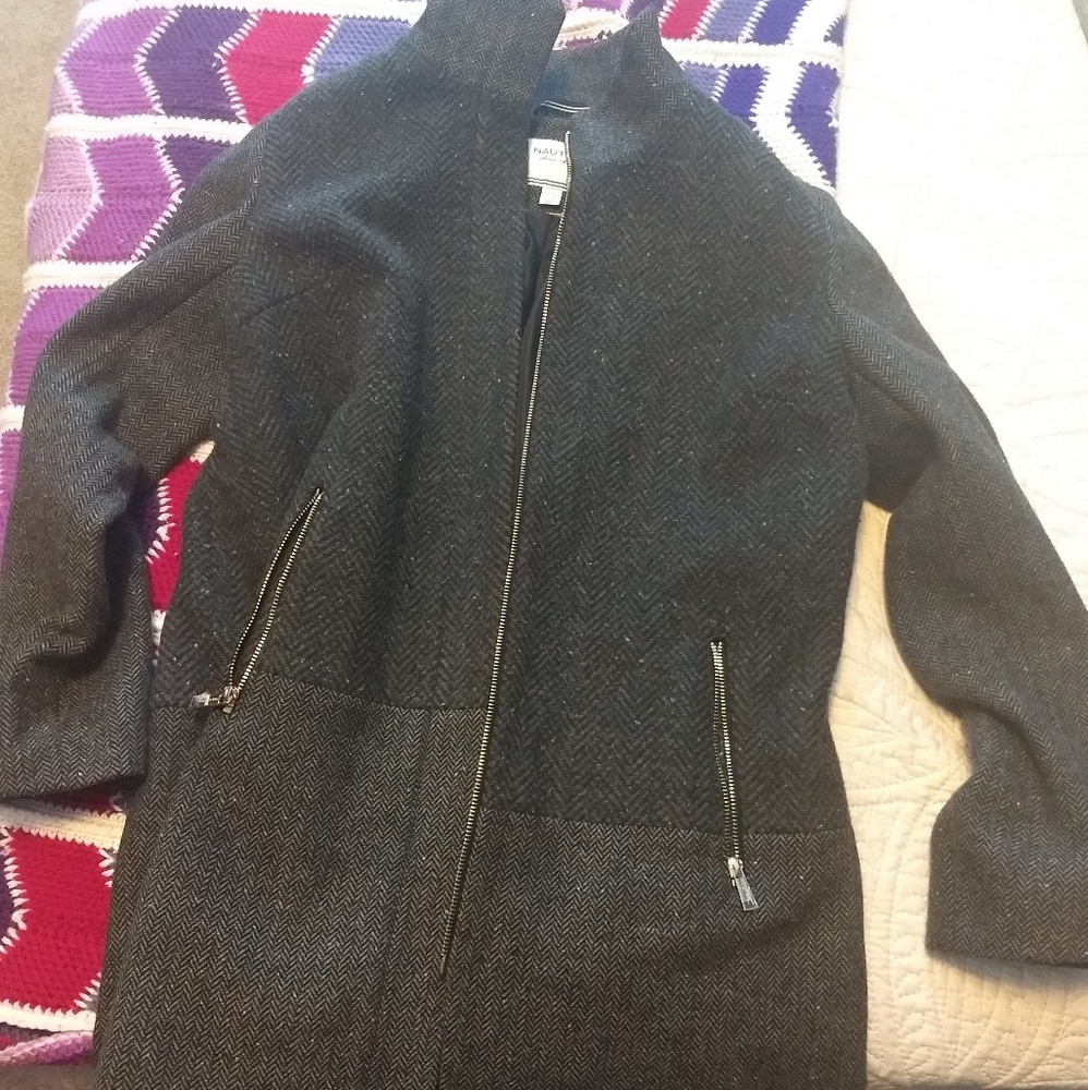 Gray harringbone nautica coat size large